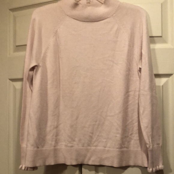 Loft -Medium -Blush Pink - Mock Turtleneck Sweater with Ruffle Sleeve Hem - Picture 2 of 6